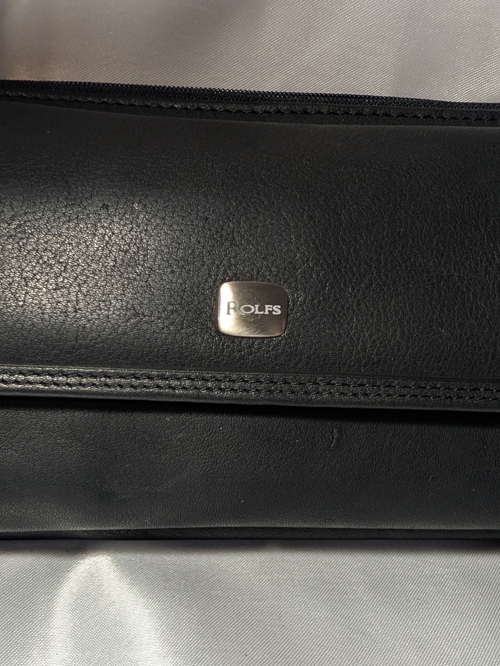 ROLFS Black Leather Unisex Wallet Bi-fold And Zipper Wallet